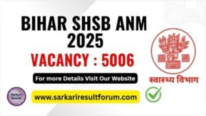 Bihar SHSB ANM 2025 Recruitment Rojgar Forum
