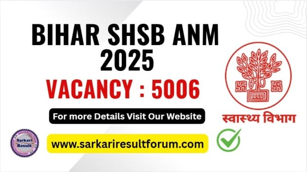Bihar SHSB ANM 2025 Recruitment Rojgar Forum
