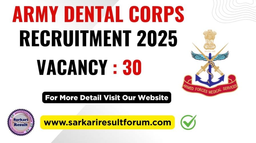 Army Dental Corps 2025 Vacancy Apply