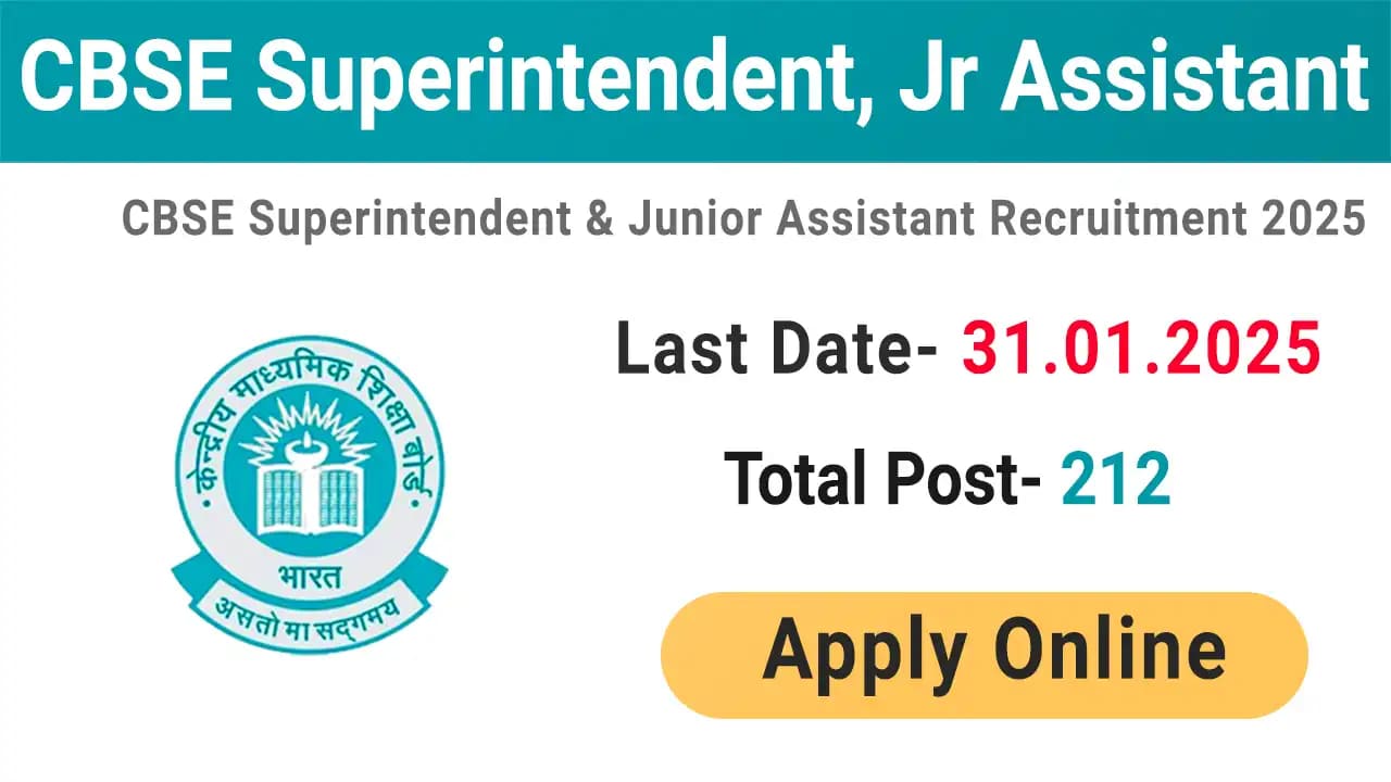 cbse superintendent junior assistant recruitment 2025 Rojgar Forum